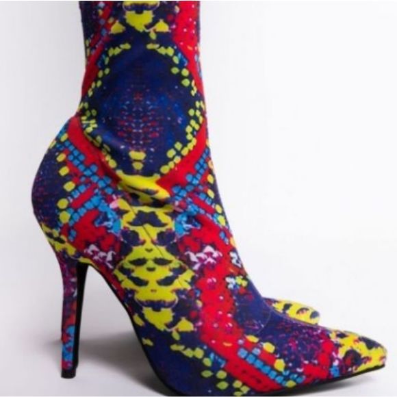 Multicolor Snake, Thigh Boots - Picture 2 of 5